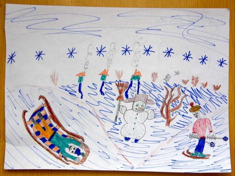 Лучики: рисунки "зимние забавы"