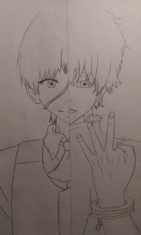 Аниме карандашом Токийский гуль Канеки