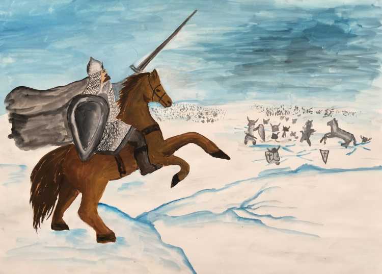 Александр Невский Ледовое побоище рисунок