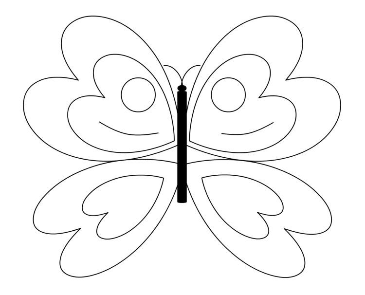 Раскраска бабочка простая