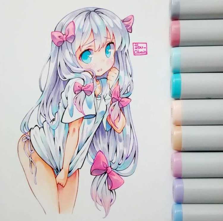 Аниме для срисовки разноцветные