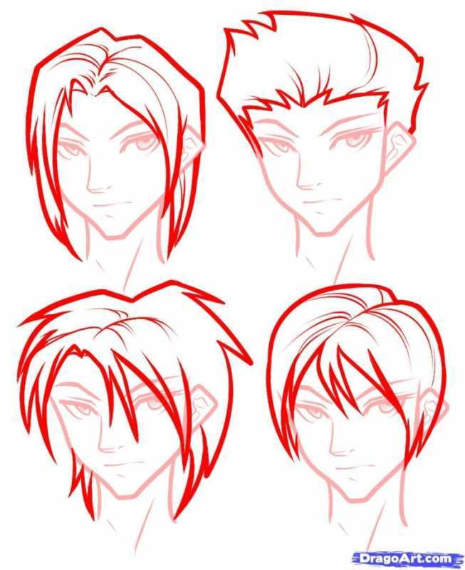 Аниме причёски парней для рисования
