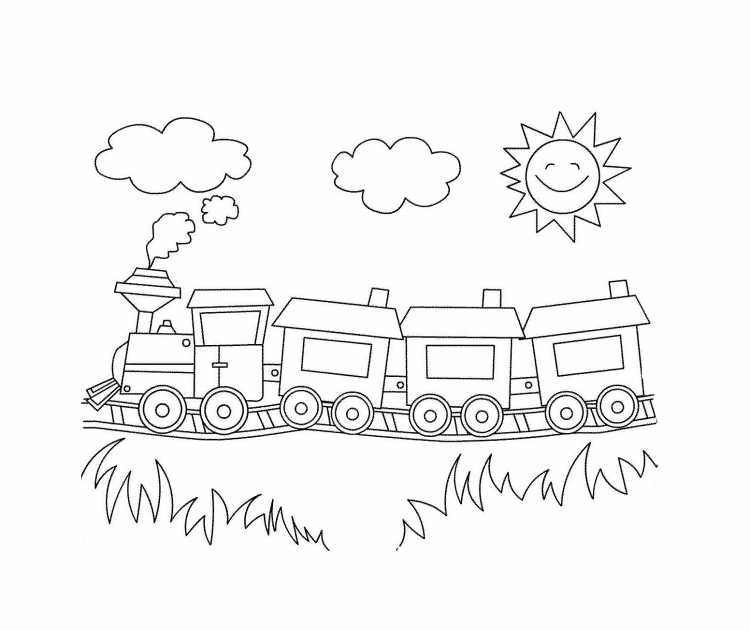 Паровоз раскраска для детей