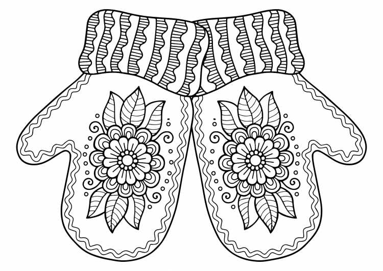 Варежки для раскрашивания с узорами