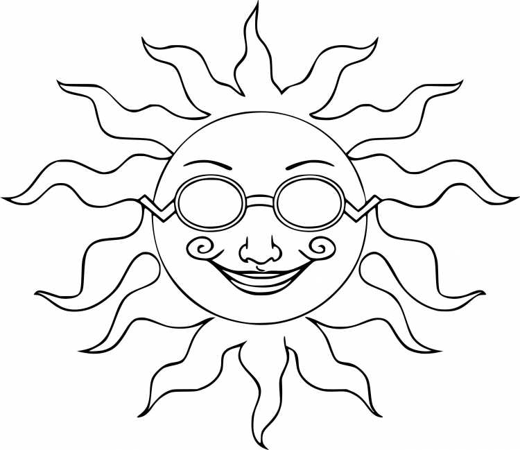 Раскраска солнце с лучами