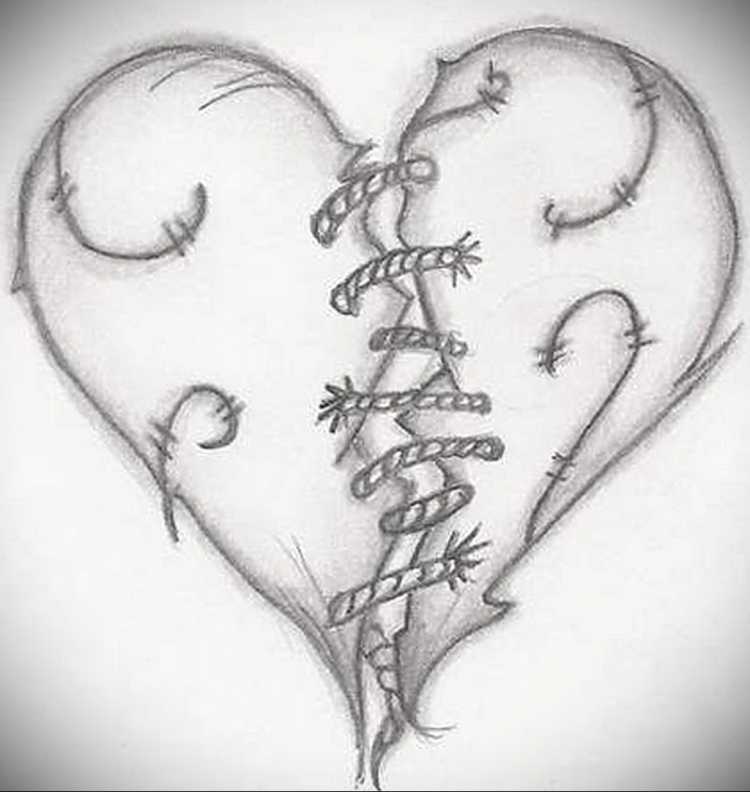 Разбитое сердце карандашом