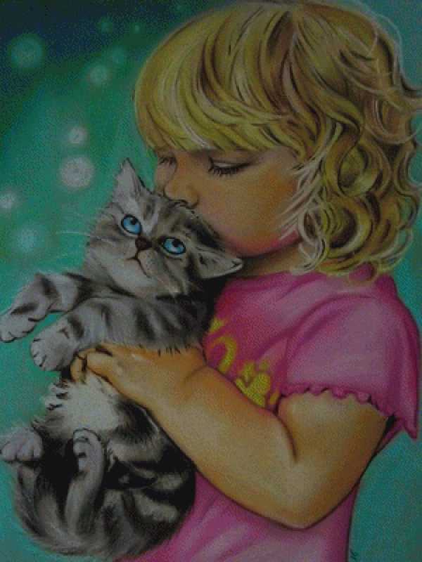 Девочка с котятами