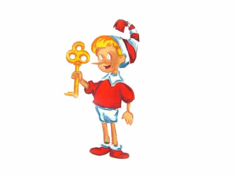 Буратино рисунок карандашом