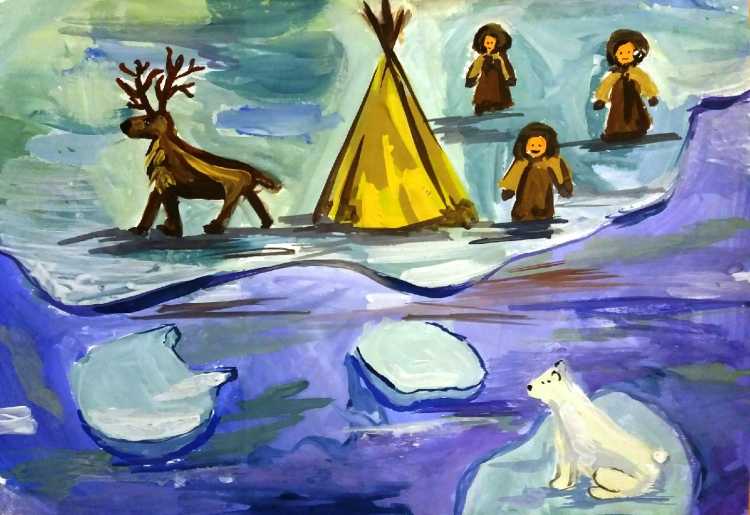 Алиса включи легкие рисунки Арктики и ее обитателей