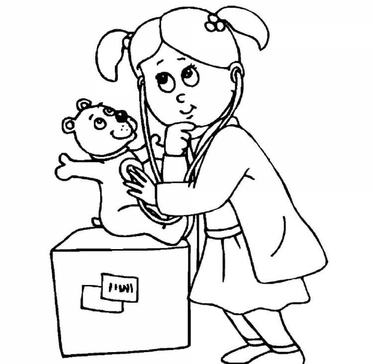 Раскраска медсестра для детей