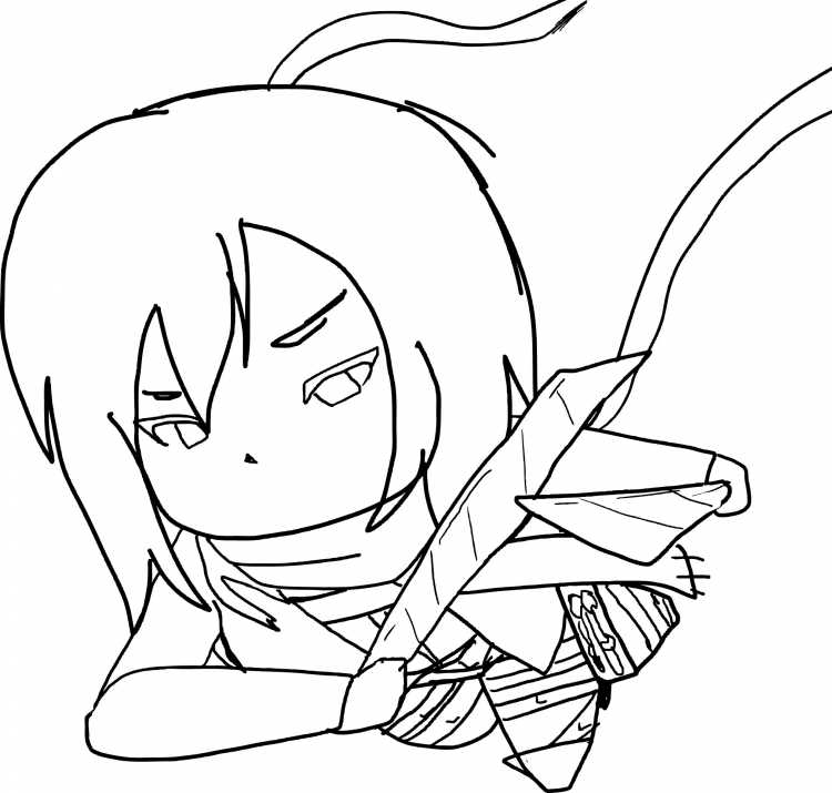 Чиби атака титанов раскраска Микаса