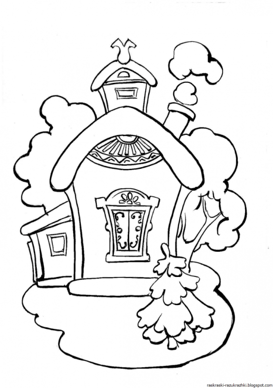 Деревянный домик раскраска