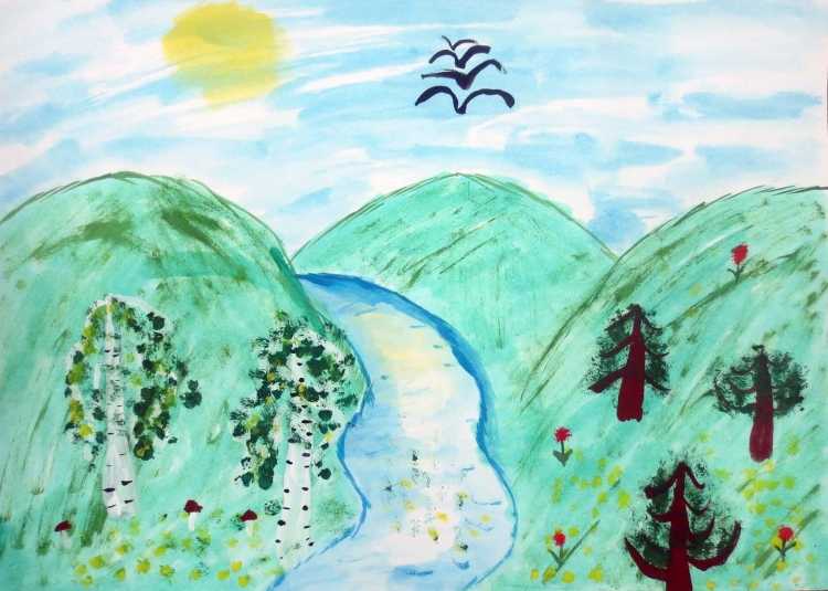 Рисунок природа Урала детский