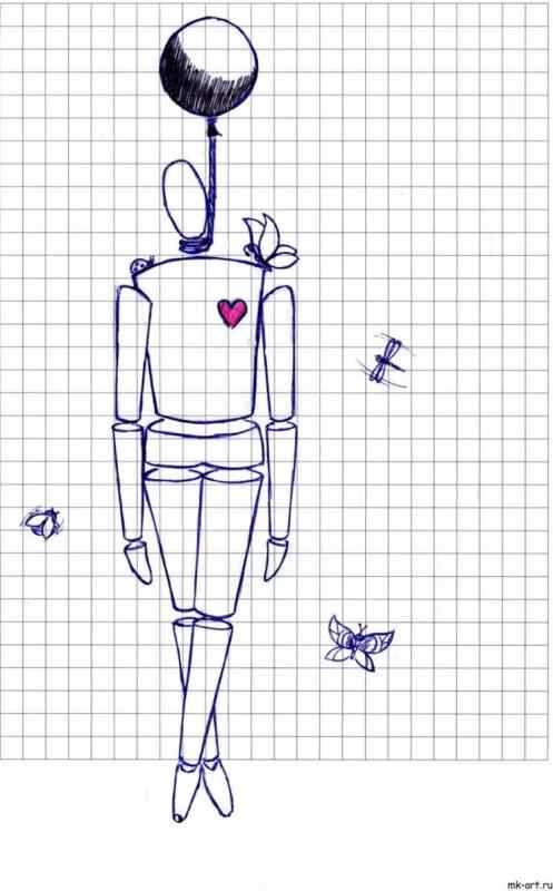 Зарисовки ручкой в тетради