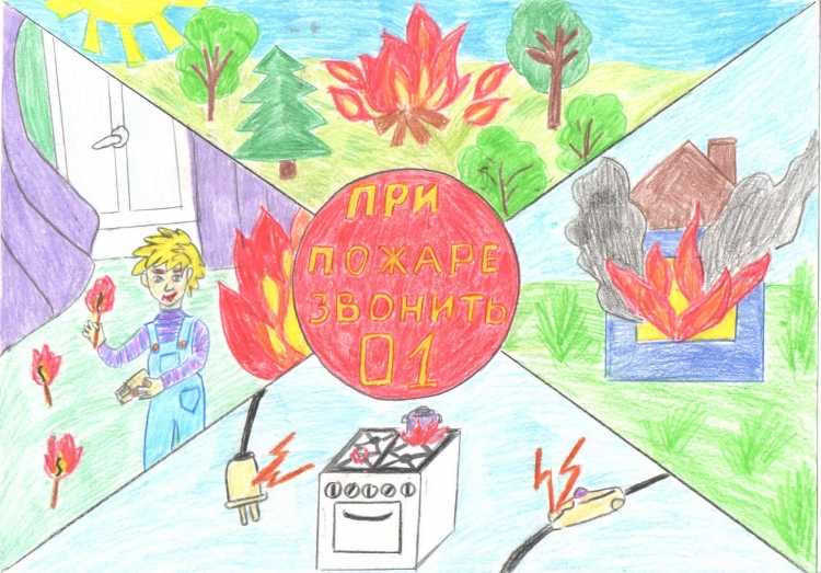 Пожар рисунок