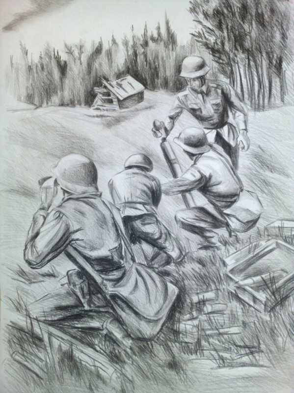 Военный простым карандашом