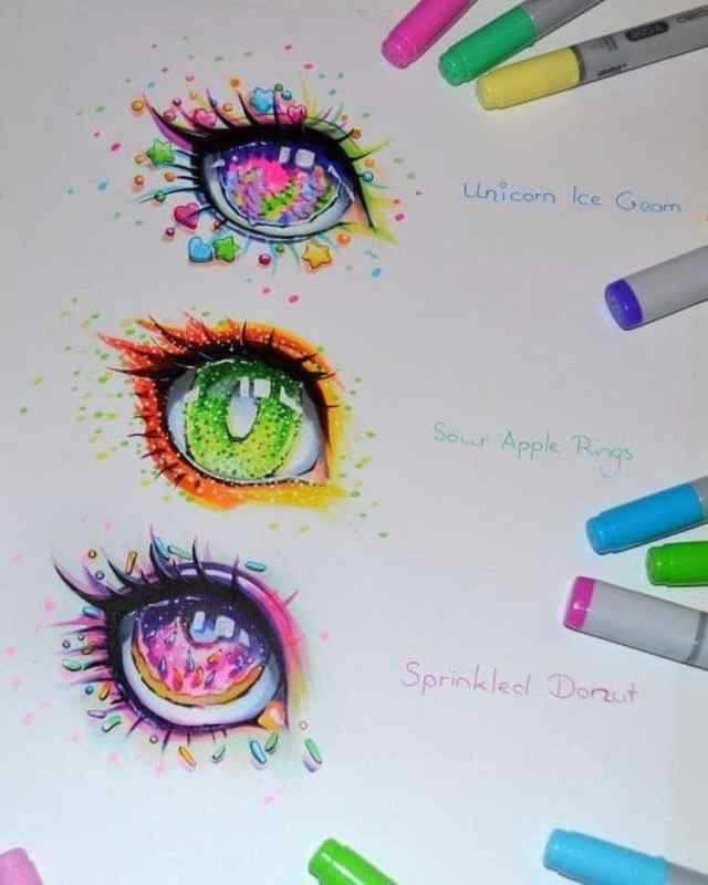 Красивые глаза фломастерами