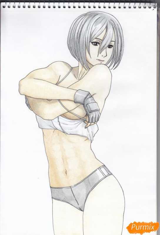 Атака титанов Микаса карандашом