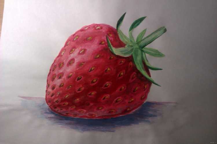 Клубника гуашью