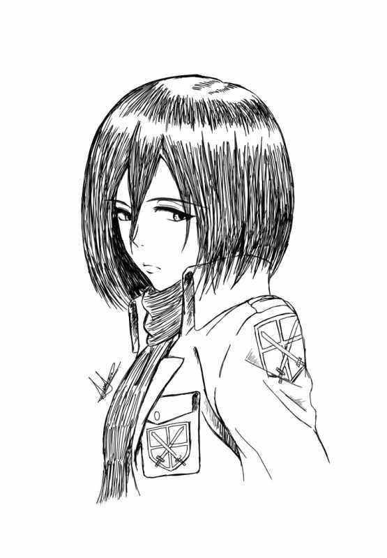 Микаса Аккерман карандашом