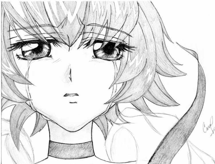 Аниме лицо девушки карандашом