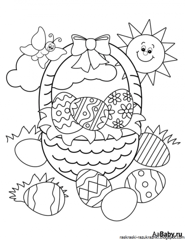 Счастливой Пасхи раскраска