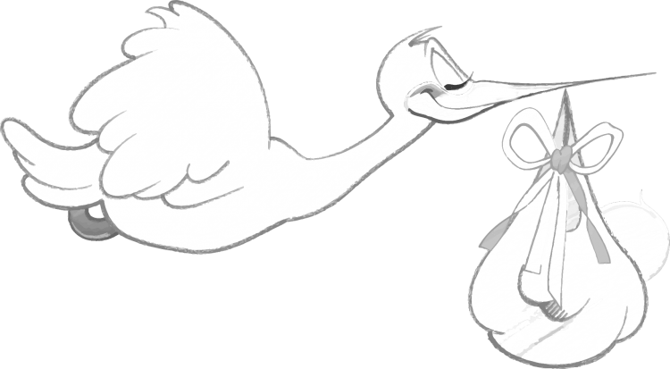 Аист с младенцем вектор