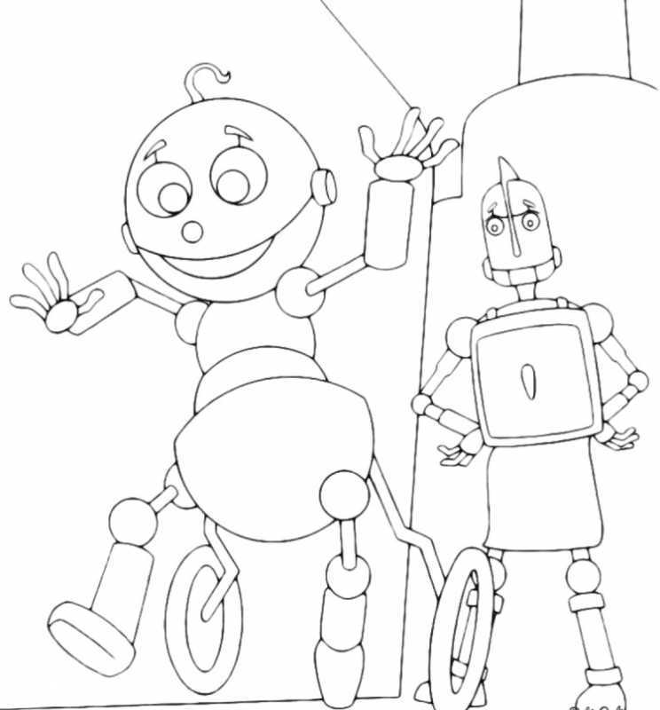 Раскраска маленькие роботы
