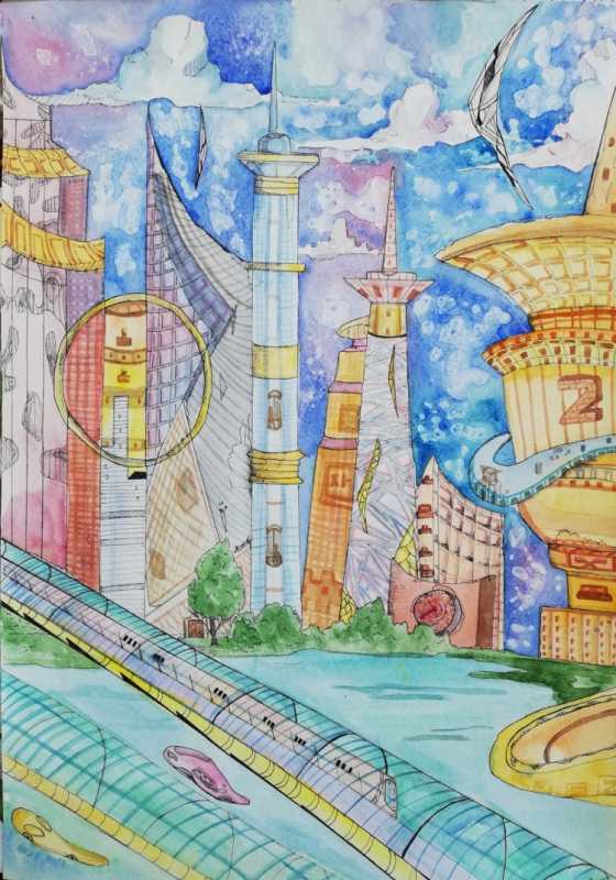 Город будущего рисунок