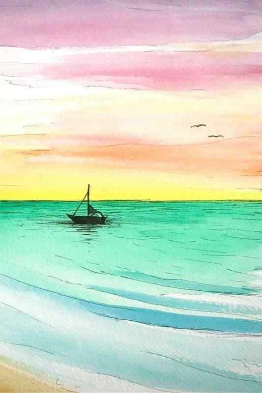 Пейзажи акварелью легкие