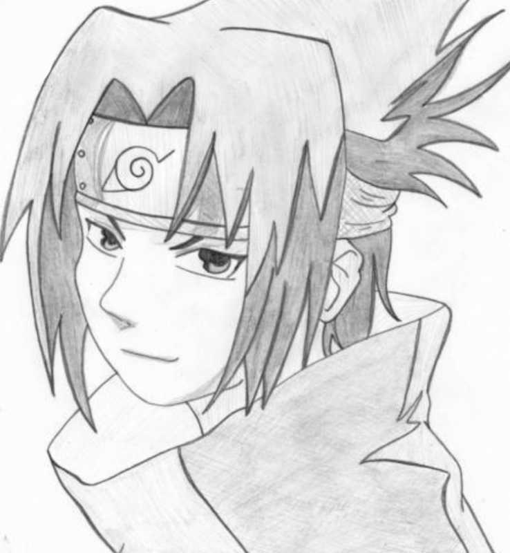 Аниме для срисовки Наруто Саске
