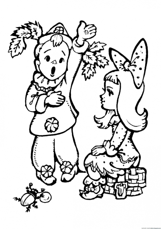 Буратино и Мальвина раскраска для детей