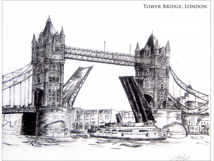 Лондон мост Тауэр бридж Графика