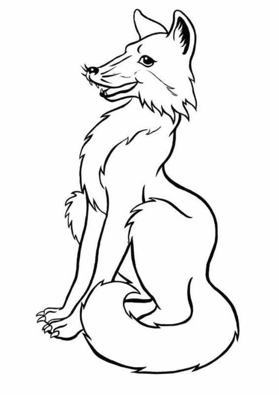 Лиса раскраска для детей