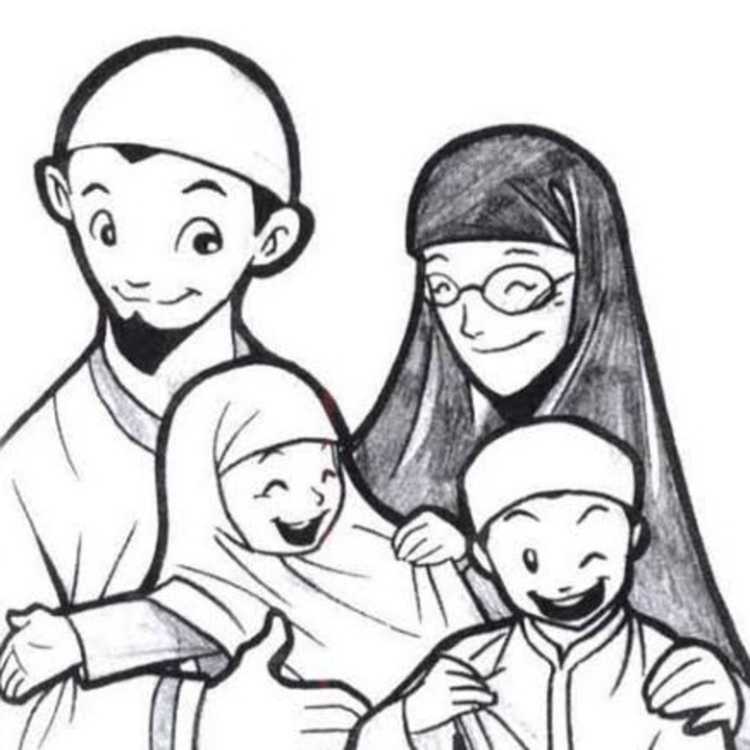 Мусульманская семья карандашом