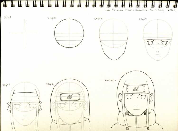 Рисование Наруто пошагово