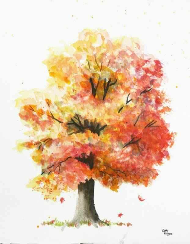 Рисование деревьев акварелью