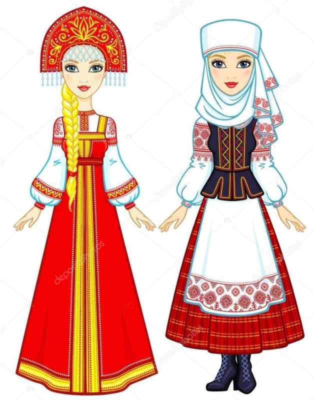 Национальный костюм раскраска