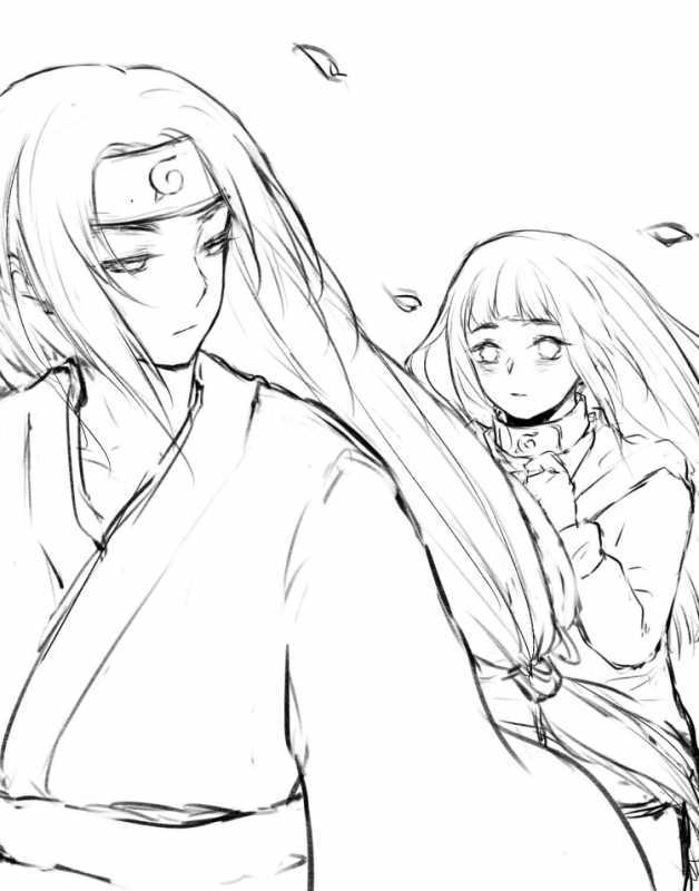 Раскраска Неджи и Хината