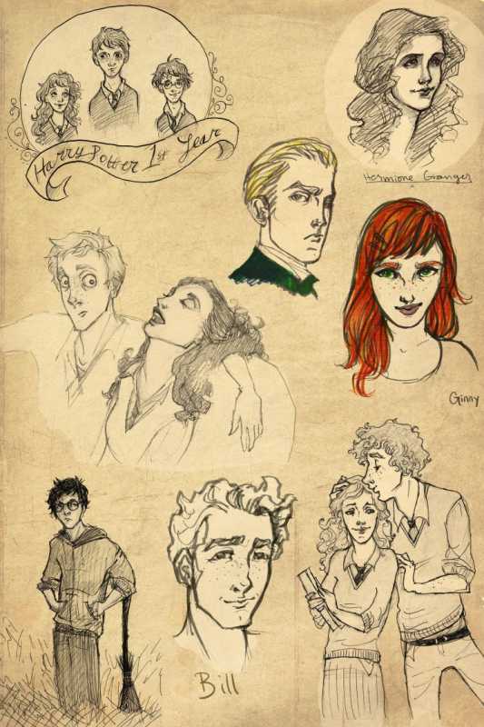 Скетчи персонажей Гарри Поттера