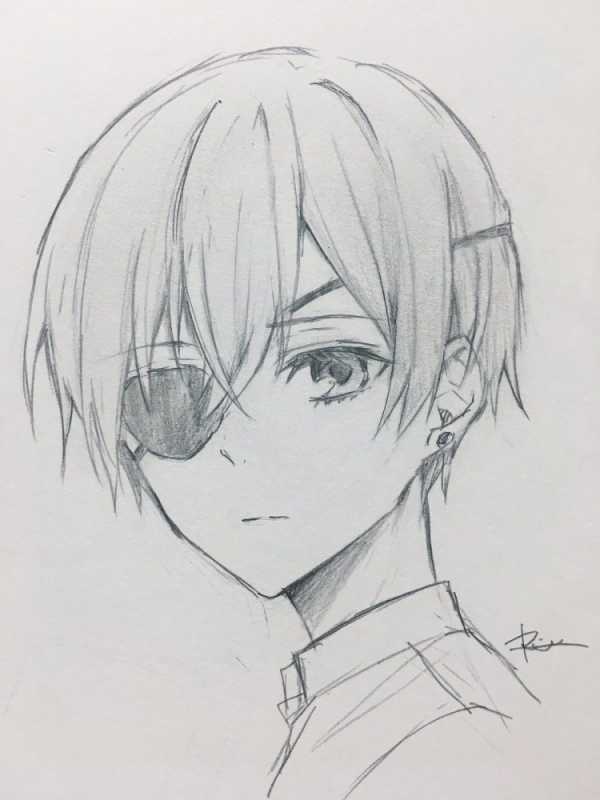 Аниме карандашом в капюшоне