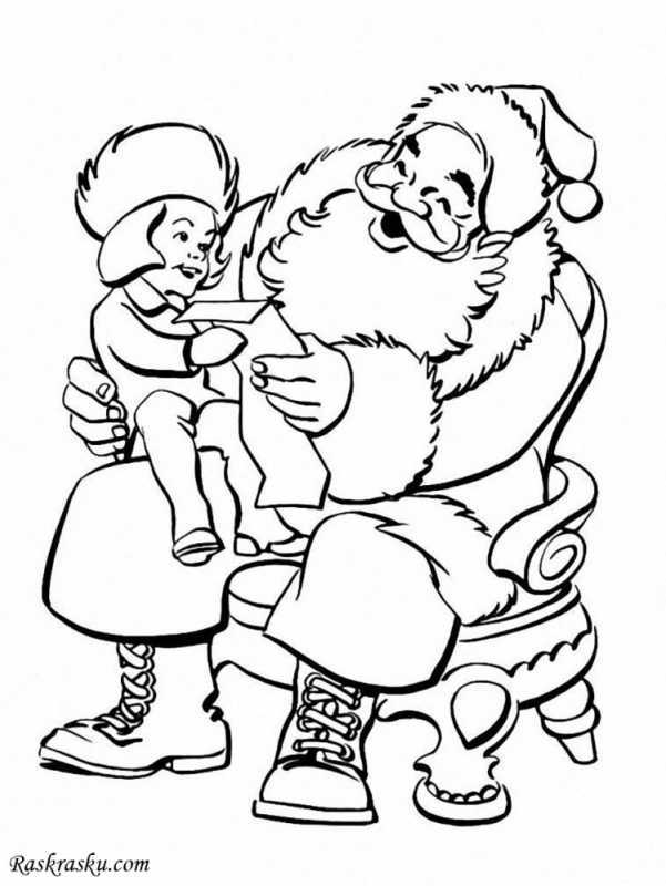 Дед Мороз раскраска для детей