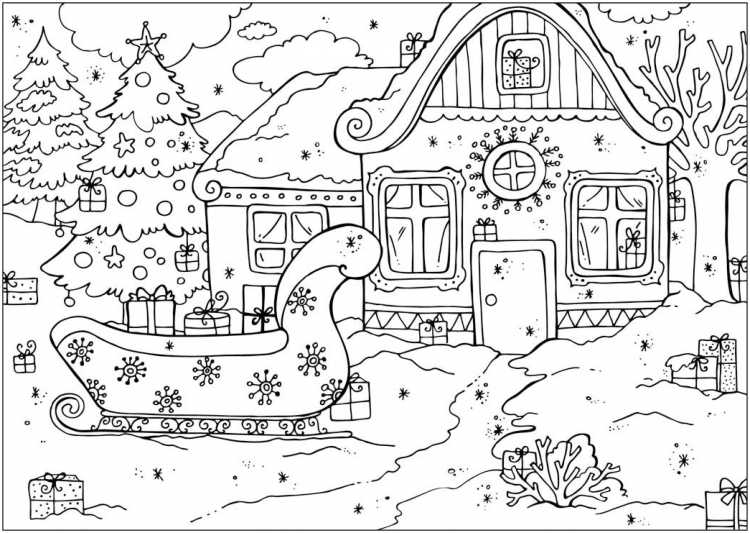 Милые новогодние раскраски