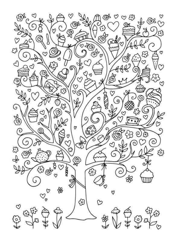 Дерево раскраска для детей