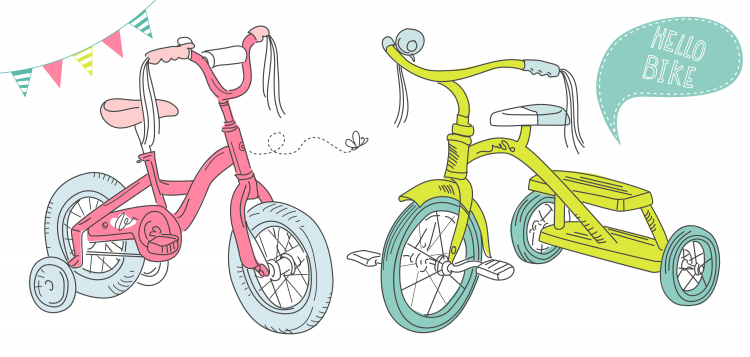 Ребенок на трехколесном велосипеде рисунок