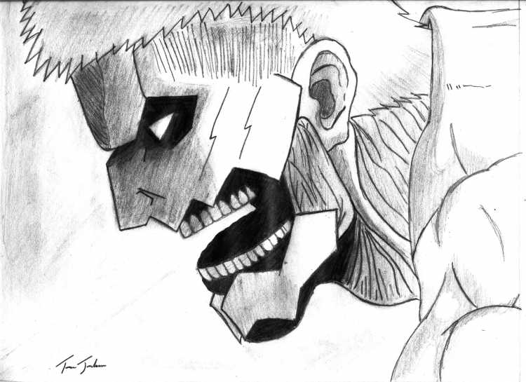 Атака титанов колоссальный.Титан карандашом