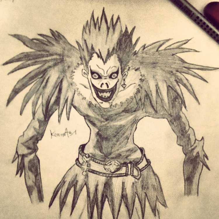 Тетрадь смерти Бог смерти рюк карандашом