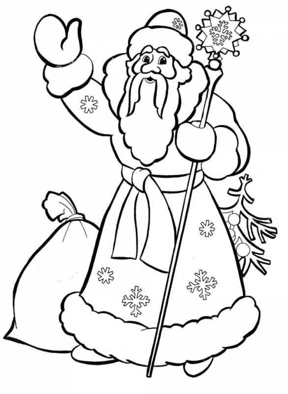 Дед Мороз раскраска на окно