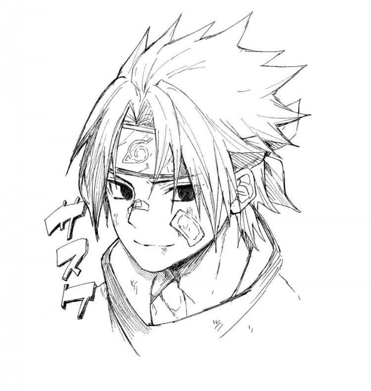Наруто и Саске для срисовки