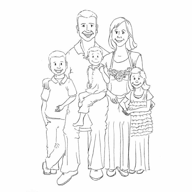 Поэтапное рисование семьи для детей